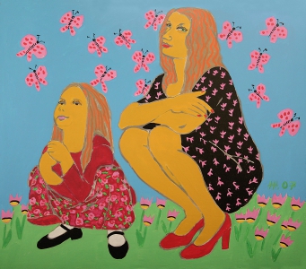 LUBA AND VEROCHKA / acrylic on canvas / 100x110 cm / 2007 / in private collection