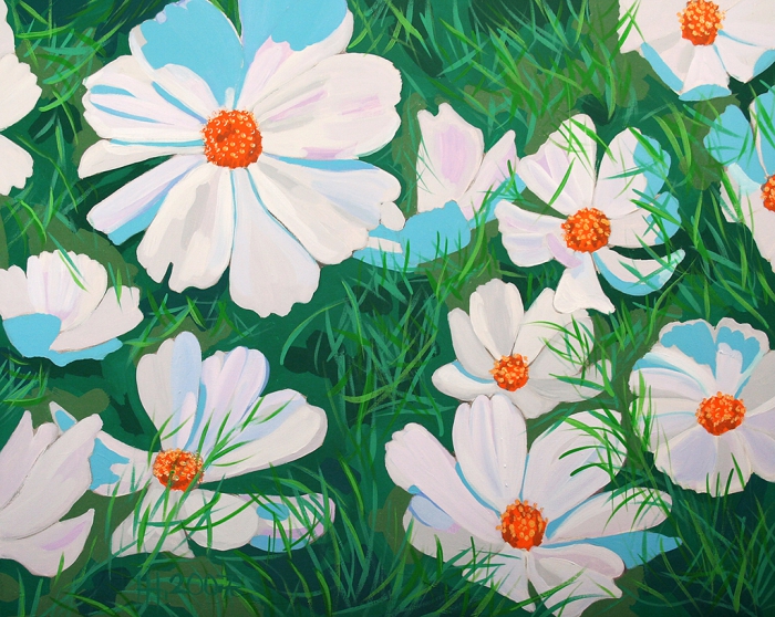 WHITE COSMOS / acrylic, tempera on canvas / 80x100 cm / 2007 / in private collection