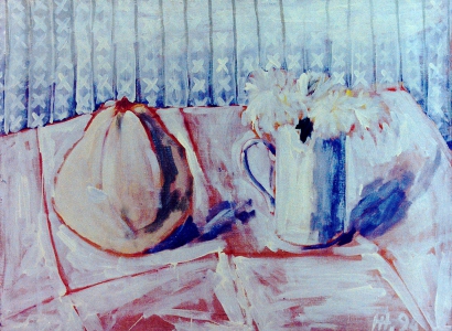 WHITE STILL LIFE / tempera on canvas / 1994 / in private collection