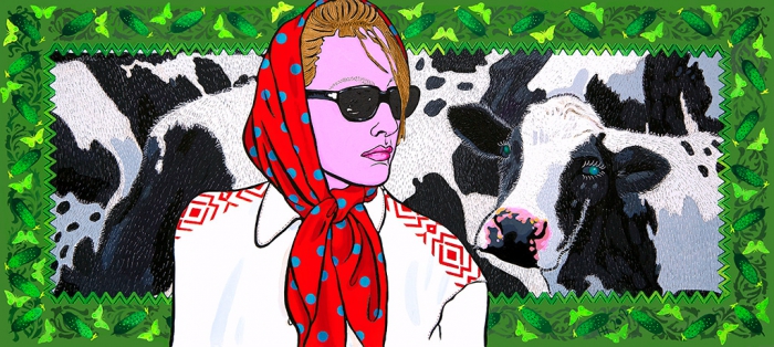 A MILKMAID / acrylic, tempera on canvas / 90х200 cm / 2012 / in private collection