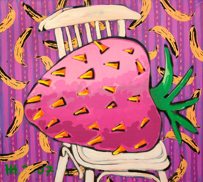 STRAWBERRY ON A CHAIR - III / acrylic on canvas / 90x100 cm / 2007 / in private collection