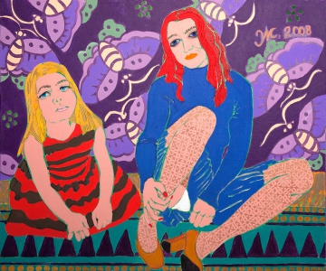Luba and Vera thought that they were in a fairy tale /  acrylic, tempera on canvas / 100х120 cm / 2008