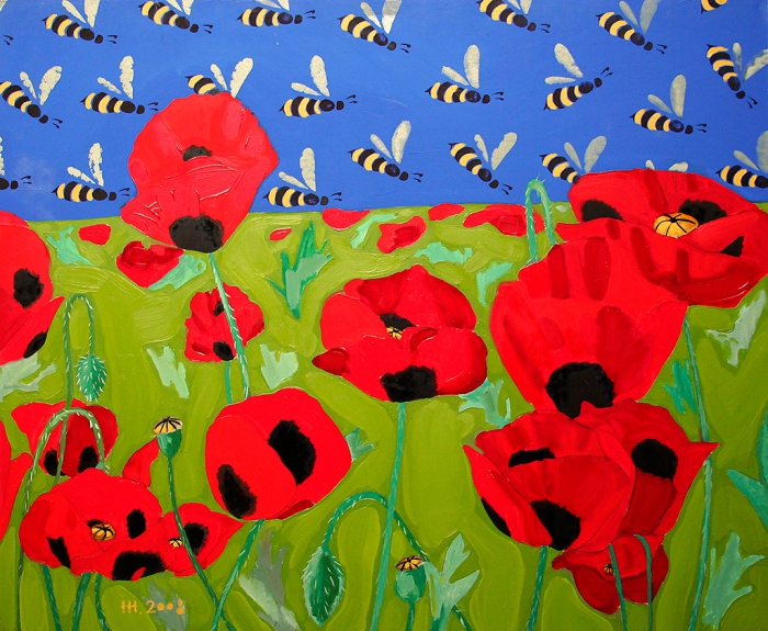 POPPIES AND BEES / oil on canvas / 100x120 cm / 2008 / in private collection