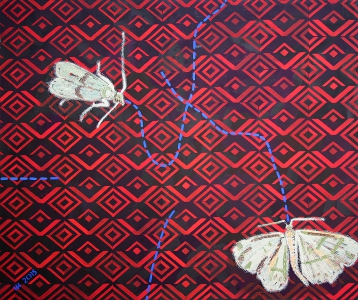 Moth in the maze / tempera, acrylic on canvas / 100х120 cm / 2015