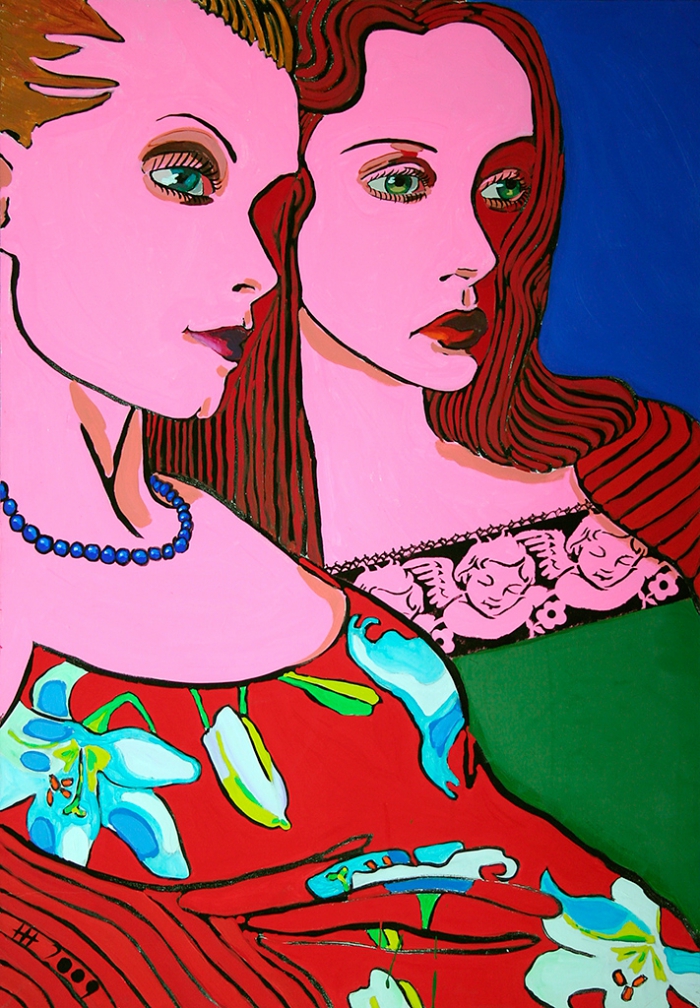 NADYA AND LUBA / acrylic, tempera on canvas / 100x70 cm / 2009 / in private collection