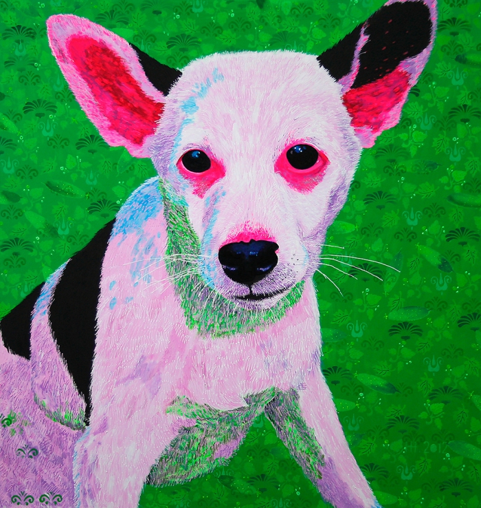 A PINK DOG / acrylic, tempera on canvas / 115x110 cm / 2012 / in private collection