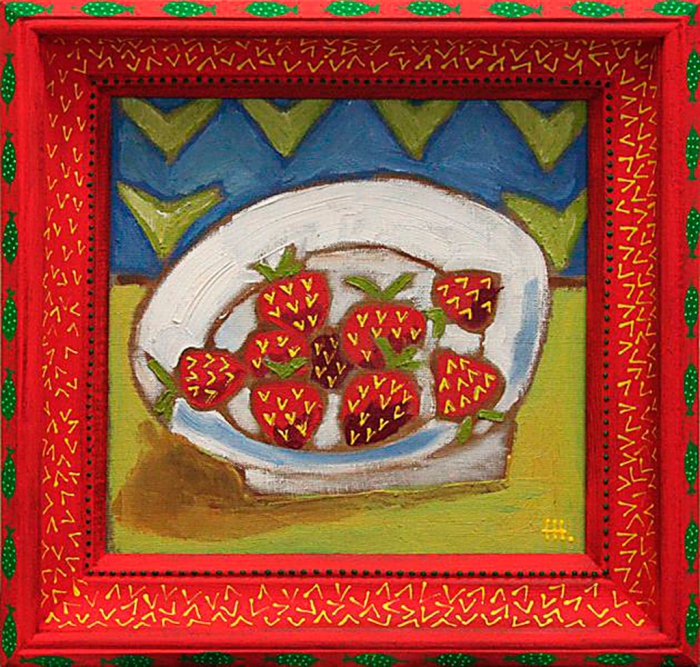 STRAWBERRIES ON A SAUCER / oil on canvas / 25x25 cm / 1994 / in private collection
