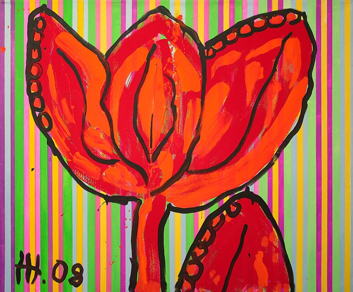 A FLOWER OF LOVE / acrylic, tempera on canvas / 100x120 cm / 2008 / in private collection