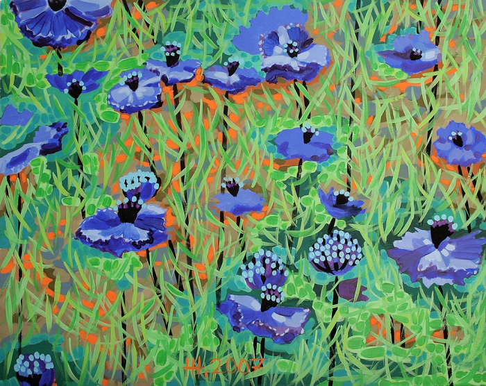 CORNFLOWERS / acrylic, tempera on canvas / 80x100 cm / 2007 / in private collection