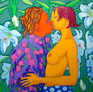 THE SECOND KISS / acrylic, tempera on canvas / 100x100 cm / 2007 / in private collection